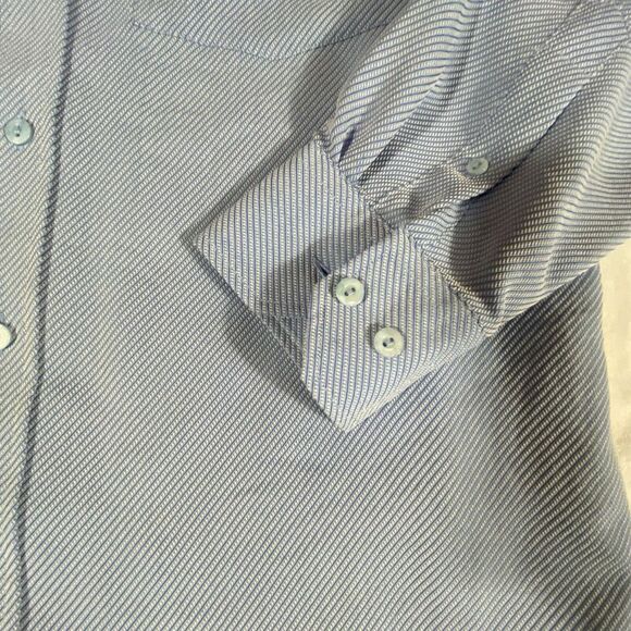 Bugatchi Uomo Long Sleeve Shirt Small Super Soft Modal Poly Blend Blue Textured - Picture 3 of 10